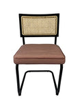 Sensoreve - Chaise TOLIMAN Cannage & Coussin Confort pour Salon/Salle à Manger, Tissage en Cannes de rotin Naturel, Cadre en Bois Naturel (Bois Noir/Assise Velours Rose)