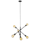 QAZQA sydney - Suspension Industriel - 6 lumière - Ø 75 cm - Noir - Rustique - Éclairage intérieur - Salon I Chambre I Cuisine I Salle à manger