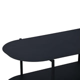 [en.casa] Table Basse de Salon Table d'Appoint pour Salle de Séjour Petite Table en Forme Ovale avec Étagère Acier 112 x 62 x 41 cm Noir Mat