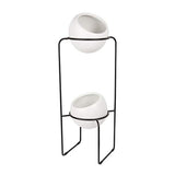 UMBRA Nesta freestand. Porte Plante Nesta. En céramique et métal. Coloris noir et blanc moucheté gris. Dimension 21.8x21.8x70cm