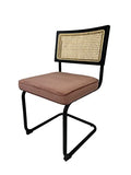 Sensoreve - Chaise TOLIMAN Cannage & Coussin Confort pour Salon/Salle à Manger, Tissage en Cannes de rotin Naturel, Cadre en Bois Naturel (Bois Noir/Assise Velours Rose)