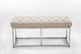 CLP Banquette Amun E Tissu I Assise Rembourrée avec Coutures Décoratives Support en Acier Inoxydable I Banc de Couloir Hauteur 46 cm I, Couleur:crème, Taille:100 cm