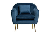 Fauteuil de salon | Fauteuil moderne en velours | Fauteuil de relaxation pour chambre | Chaise longue et cocktail | Fauteuil de lecture confortable, fauteuil capitonné Ralph par JD Elegance, bleue