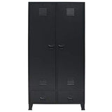 Tidyard Garde-Robe Métal | Armoire Metallique Industriel 2 Portes et 2 Tiroirs 90 x 40 x 180 cm Noir
