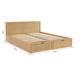 BAÏTA Cadre de lit à tiroirs Amana cannage rotin 140x190 sommier Inclus