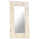 Tidyard Miroir Mural Design, Miroir Rectangulaire à Accrocher, Miroir Cadre en Bois Blanc 80x50 cm Bois de manguier Massif