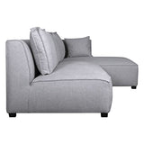 Miliboo Canapé d'angle Droit modulable avec chauffeuse Double en Tissu Gris Clair PLURIEL