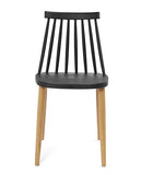 KAYELLES Lot de 2 - Chaise de Cuisine bistrot à barreaux BAO (Noir Pied métal façon Bois)