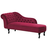 Chaise Longue Côté Gauche Méridienne en Velours Rouge Glamour Elégant Salon Nimes