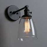 Phansthy Vintage Style Appliques Murales Abat-Jour En Verre Clair, Edison Applique Murale Industrielle E27 Luminaires Intérieur Loft Bar Cuisine Lampe Éclairage (Noir)