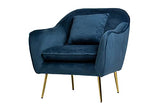 Fauteuil de salon | Fauteuil moderne en velours | Fauteuil de relaxation pour chambre | Chaise longue et cocktail | Fauteuil de lecture confortable, fauteuil capitonné Ralph par JD Elegance, bleue