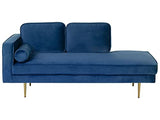 Beliani Chaise Longue Méridienne Côté Gauche en Velours Bleu Foncé pour Salon Glamour