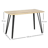 Table à manger design industriel grand plateau dim. 120L x 60l x 75H cm pieds métal noir en épingles MDF aspect chêne clair