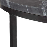 Lola Home Table Basse Ronde en métal et marbre Noir Ø 70x32 cm