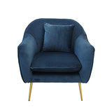 Fauteuil de salon | Fauteuil moderne en velours | Fauteuil de relaxation pour chambre | Chaise longue et cocktail | Fauteuil de lecture confortable, fauteuil capitonné Ralph par JD Elegance, bleue
