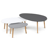 IDMarket - Lot de 3 Tables Basses gigognes Gigi laquées Gris foncé/Blanc/Gris Clair