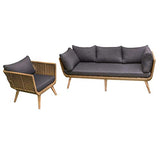 Tousmesmeubles Fauteuil en Corde Beige/Bois - BIAK - L 72 x l 72 x H 68 - Neuf