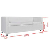 vidaXL Canapé 3 Places Similicuir Blanc Canapé de Séjour Mobilier de Salon