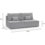 HOMIFAB Canapé Convertible 3 Places avec Coffre de Rangement en Velours côtelé Gris Clair - Milla