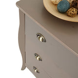 IDIMEX Commode de Chambre Antoinette Style Baroque Rococo Inspiration Louis XV Design Moderne, Rangement avec 3 tiroirs, en pin Massif lasuré Taupe