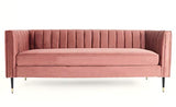 Menzzo Djulian Canapé en Velours, Bois, Rose, L184 x P75 x H72 cm