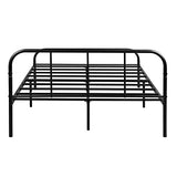 H.J WeDoo Cadre de lit en Métal Design pour 2 Personnes Cadre de Structure Métallique avec 10 Pieds en Métal et Sommier Intégré 198x142cm - Noir