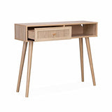 Alice's Home Console en cannage 100x29x81cm - Bohème - 1 tiroir.1 Espace de Rangement. Pieds scandinaves en Bois. 1 poignée