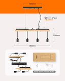 tomons Plafonniers en Bois, Suspension Rétro en Métal à 4 Lumières avec Câble Réglable, Sans Ampoule, pour l'Île de la Cuisine, Salon, Studio, Café, Bar