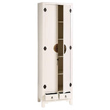 Tousmesmeubles Armoire lingère 2 Portes, 2 tiroirs Blanc Meuble Chinois - Pekin - L 55 x l 33 x H 185 - Neuf
