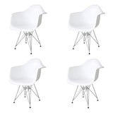 Ventemeublesonline Pack 4 FAUTEUILS Tower Chrome Blancs