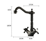 Robinet de Cuisine Mitigeur 360° Pivotant avec Double Levier Design Rétro Traditionnel Laiton Durable Noir Robinet HAOXIN HXB02E