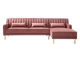 Canapé d'angle MEYREUIL en Velours - Vieux Rose - Angle Droit
