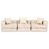 vidaXL Canap¨¦-lit modulaire ¨¤ 3 places Beige Tissu