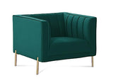 Deco In Paris Fauteuil Moderne en Velours Vert Pieds doré Roby