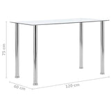 vidaXL Table à Dîner Table de Salle à Manger Table de Cuisine Repas Maison Jardin Terrasse Extérieur Transparent 120x60x75 cm Verre Trempé