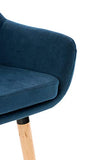 Tabouret De Bar Grant En Velours I Chaise Haute De Bar Et De Cuisine I Assise Et Dossier Rembourrés I Empiétement En Bois I, Couleur:bleu