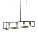 QAZQA Moderne Lampe Salle a manger suspension/Lustre/Luminaire/Lumiere/Éclairage moderne gris foncé - Cage 4 Acier Anthracite,Gris Rectangulaire/intérieur/Salon/Cuisine