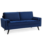 VASAGLE Canapé 3 Places, Surface en Velours, 176 x 83 x 84 cm, pour Petit Appartement, Chambre d’Amis, Chambre d’Adolescent, Cadre en Bois, Montage Facile, Bleu Roi LCS50IN