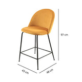 Meubletmoi Lot de 2 chaises/tabourets de Bar en Velours Jaune avec piètement en métal Noir et Repose-Pieds - Moderne Chic - FARA
