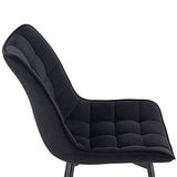 WOLTU BH142sz-2 Chaise de Salle à Manger Lot de 2 Chaise de Cuisine Assise rembourrée en Velours Pieds en métal Stable,Noir