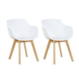 H.J WeDoo Lot de 2 Chaise Salle à Manger, Fauteuils Scandinave de Chaise latérale Design rétro avec Jambe de Bois de hêtre Massif - Blanc