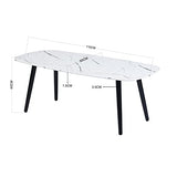 MEUBLE COSY Table Basse Salon en Marbre Ovale Meuble de Rangement Design Bout de canapé Moderne Armature en métal, 110x50x40cm
