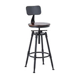 Chaise de Bar pivotante à Hauteur de comptoir, Chaises de Bar à Hauteur réglable de 25 à 33 Pouces, Tabourets de Bar en Bois de Style Industriel rétro, 1 Tabouret