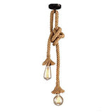 d.Stil Lustre Suspension en corde chanvre de double-tête E27*2 Douille Lumière pendante industrielle style rétro Creative Lampe réglable DIY pour salon café restaurant Hall (Jaune, 150cm)