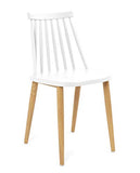 KAYELLES Lot de 2 - Chaise de Cuisine bistrot à barreaux BAO (Blanc Pied métal façon Bois)