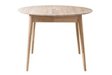 NORDICSTORY Escandi 4 Table de salle à manger nordique extensible ronde 120-155 cm, bois massif chêne, idéal pour cuisine salon, meubles design style nordique couleur chêne blanchi