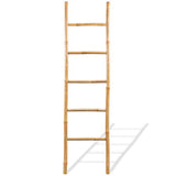 vidaXL Echelle à Serviettes 5 Echelons Tangement de Serviettes Porte-serviettes Support Douche Salle de Bain Maison Intérieur Bambou 150 cm