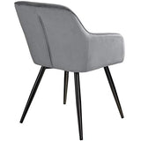 TecTake 800866 Lot de 4 Chaises de Salle à Manger Effet Velours Scandinave Pieds en Acier Noirs Élégant avec Accoudoirs – Diverses Couleurs (Gris)