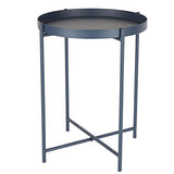 Day – USEFUL EVERYDAY Table d'appoint, table de salon, support pour fleurs, table en métal revêtu par pulvérisation, design scandinave, bleu nuit, Ø38 H50 cm, utilisation polyvalente