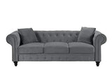 BHDesign Mila - Canapé Chesterfield 3 Places - Velours - Coloris Gris